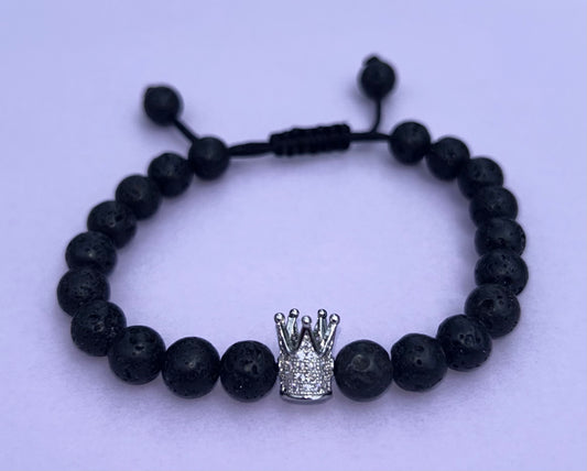 black bead silver crown ( 1 bracelet )