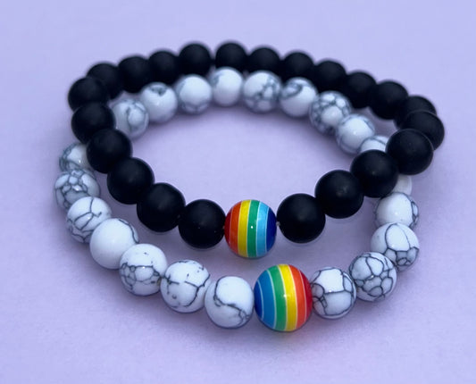 pride white marble set ( 2 bracelets )