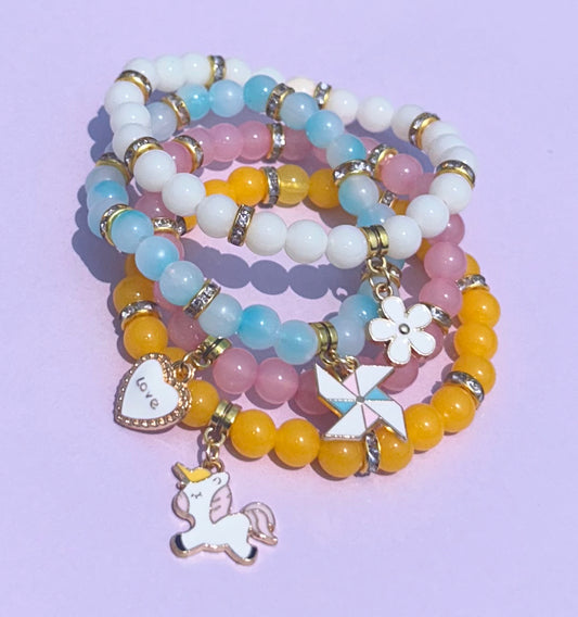 Pastel and white set ( 4 bracelets )